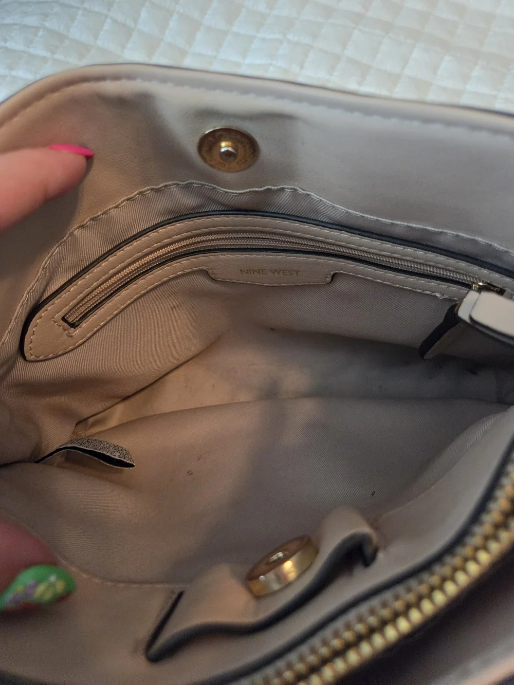 Nine West Beige Patterned Crossbody Bag