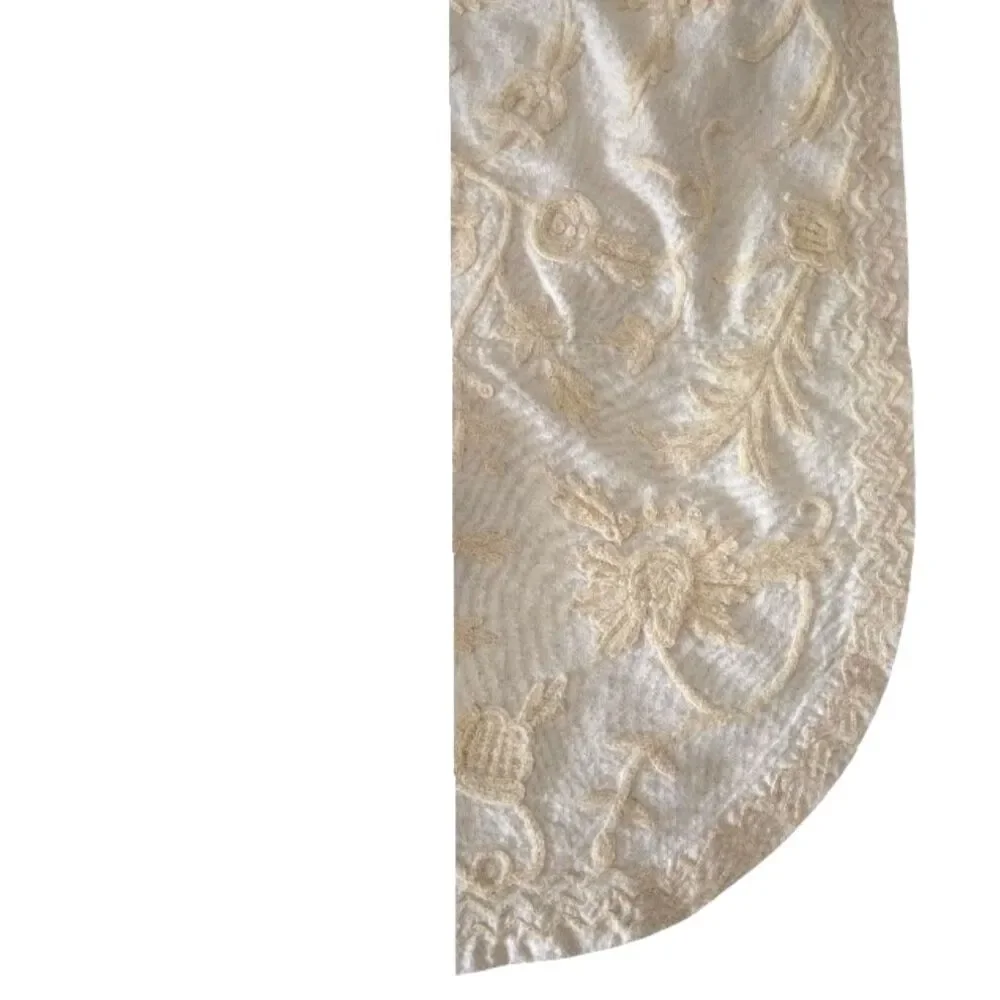 B. Altman & Co VTG Crewel Coverlet Full Bedspread Cotton Cream Chain Stitch
