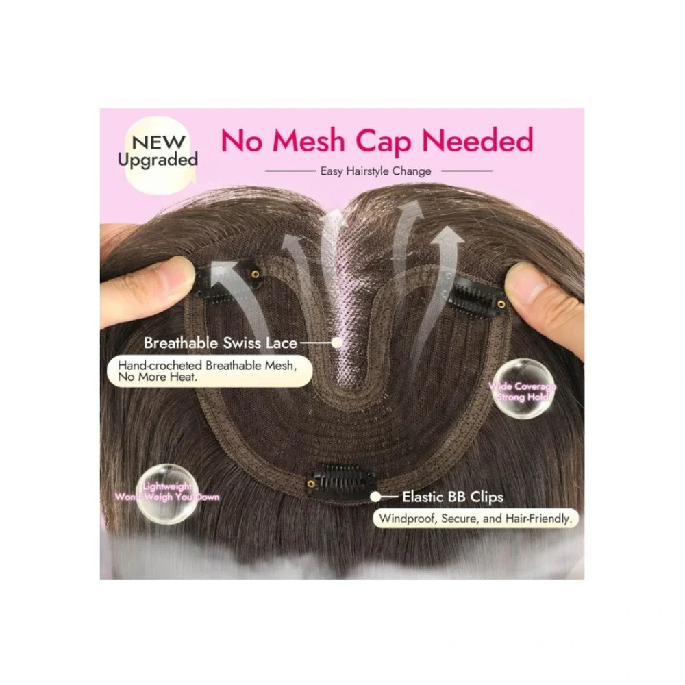 Blonde Synthetic Hair Topper 18 Inch 5x6 Base Clip In Wispy Bangs Layered Piece