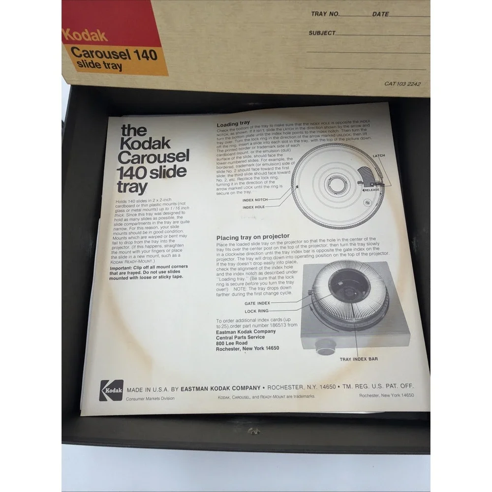Vintage Kodak‎ Carousel Transvue 140 Slide Tray with Box
