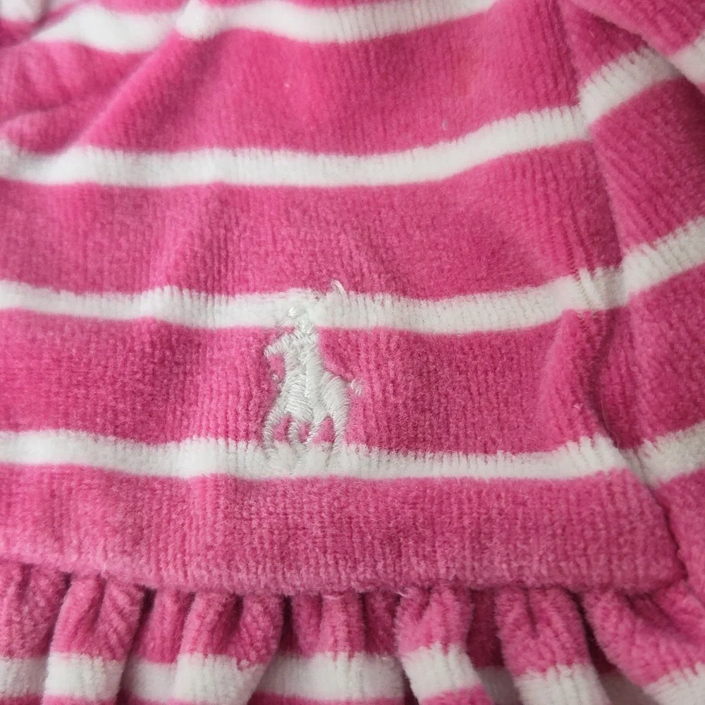 Ralph Lauren Pink Velour Hooded Bright Rose Jacket And Pants Size 12 Months