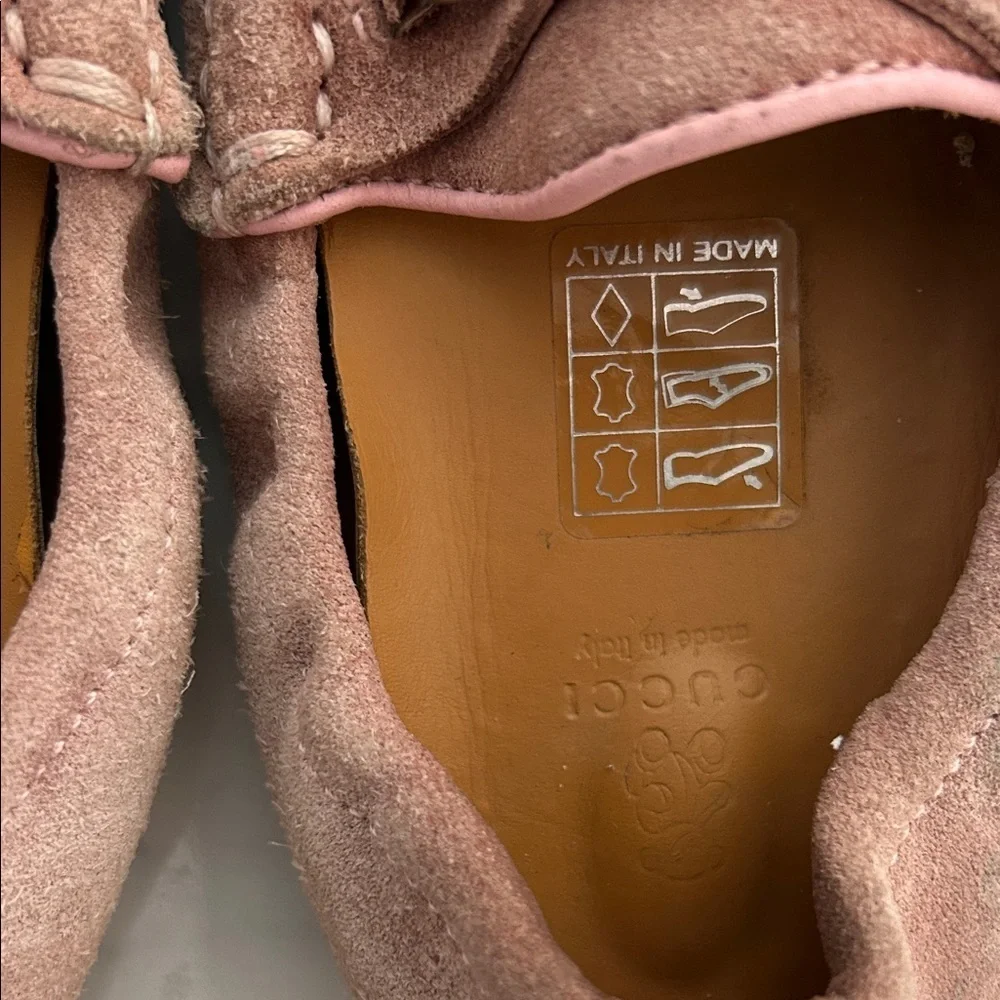 GUCCI Baby Pink Suede Kids Loafers Sz 25
