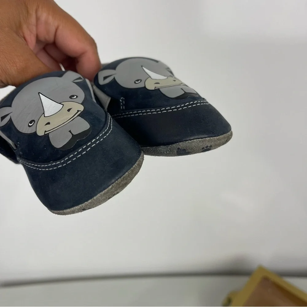 Timberland Infant Crib Shoes Blue Rhino Soft Sole Leather Size 2