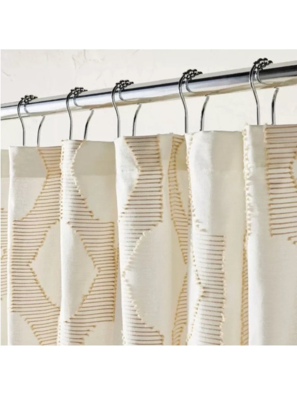 Opalhouse Jungalow Cream Geometric Tassel Shower Curtain . 72” x 72”