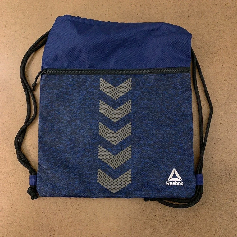 Reebok One Size Navy Blue Gym Sackpack Drawstring Bag NWOT