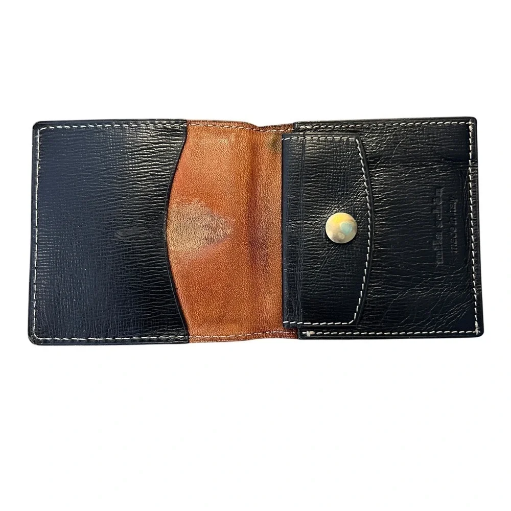 Mila Schon Made in Italy Leather 3-inch square Wallet Coin Brown Minimalist