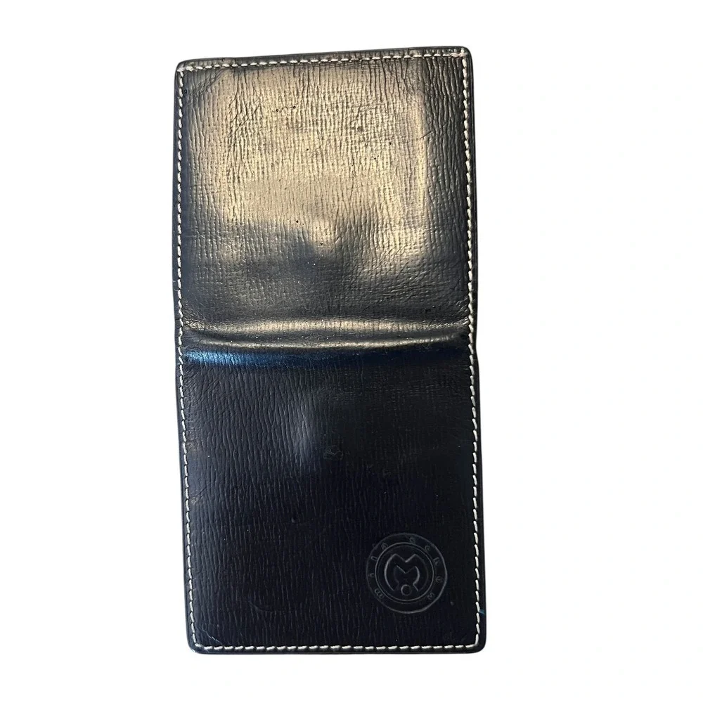 Mila Schon Made in Italy Leather 3-inch square Wallet Coin Brown Minimalist