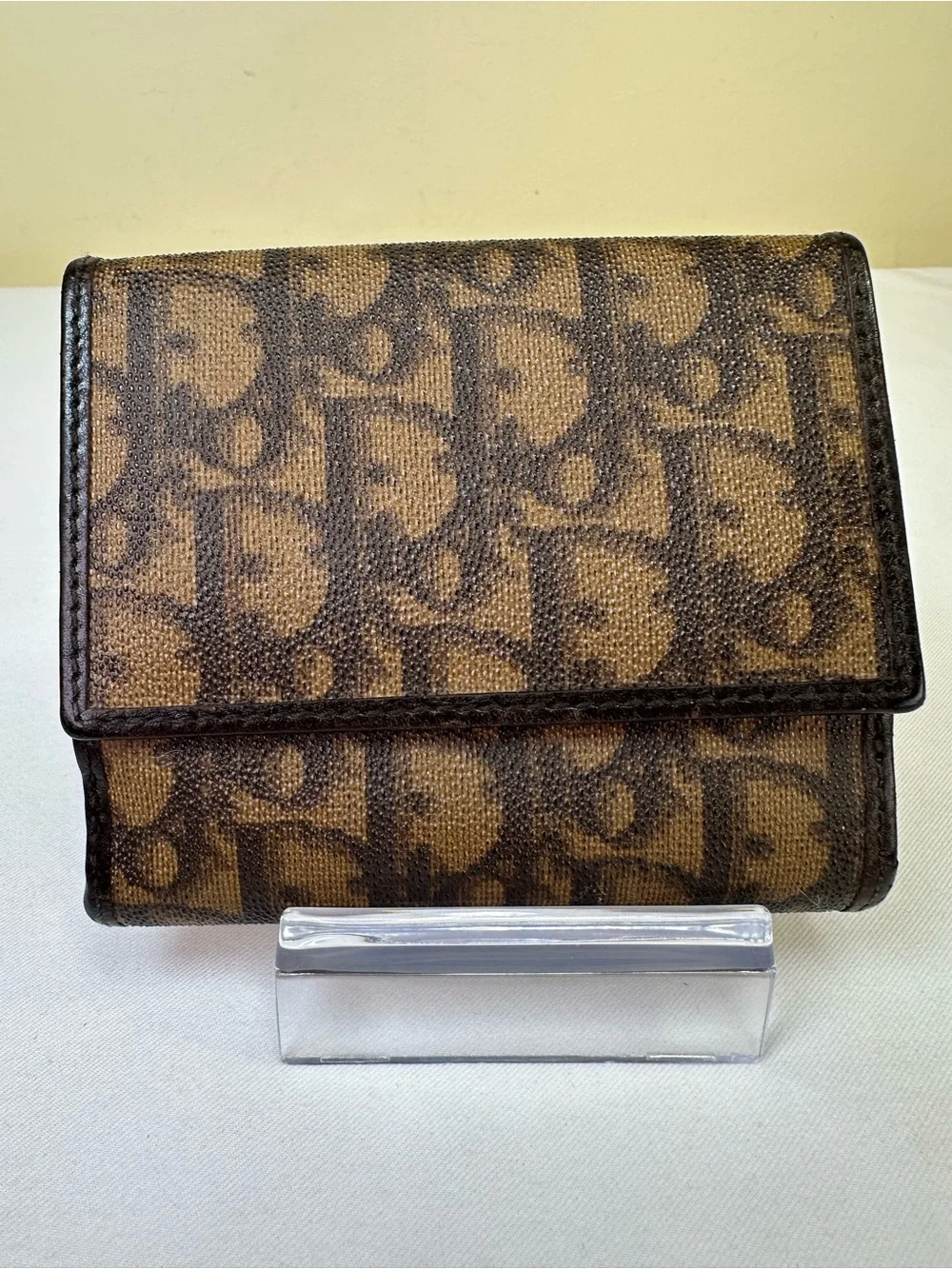 Christian Dior Trotter Monogram Wallet Vintage Brown canvas & leather COA