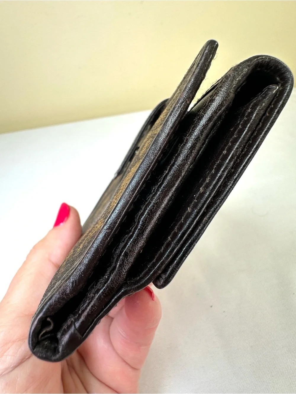 Christian Dior Trotter Monogram Wallet Vintage Brown canvas & leather COA