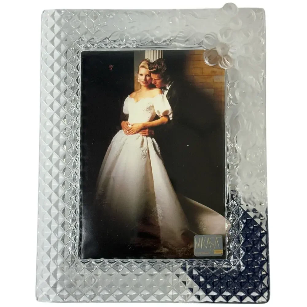 Vintage Mikasa Woodrose Crystal Photo Frame 5x7 West Germany Floral