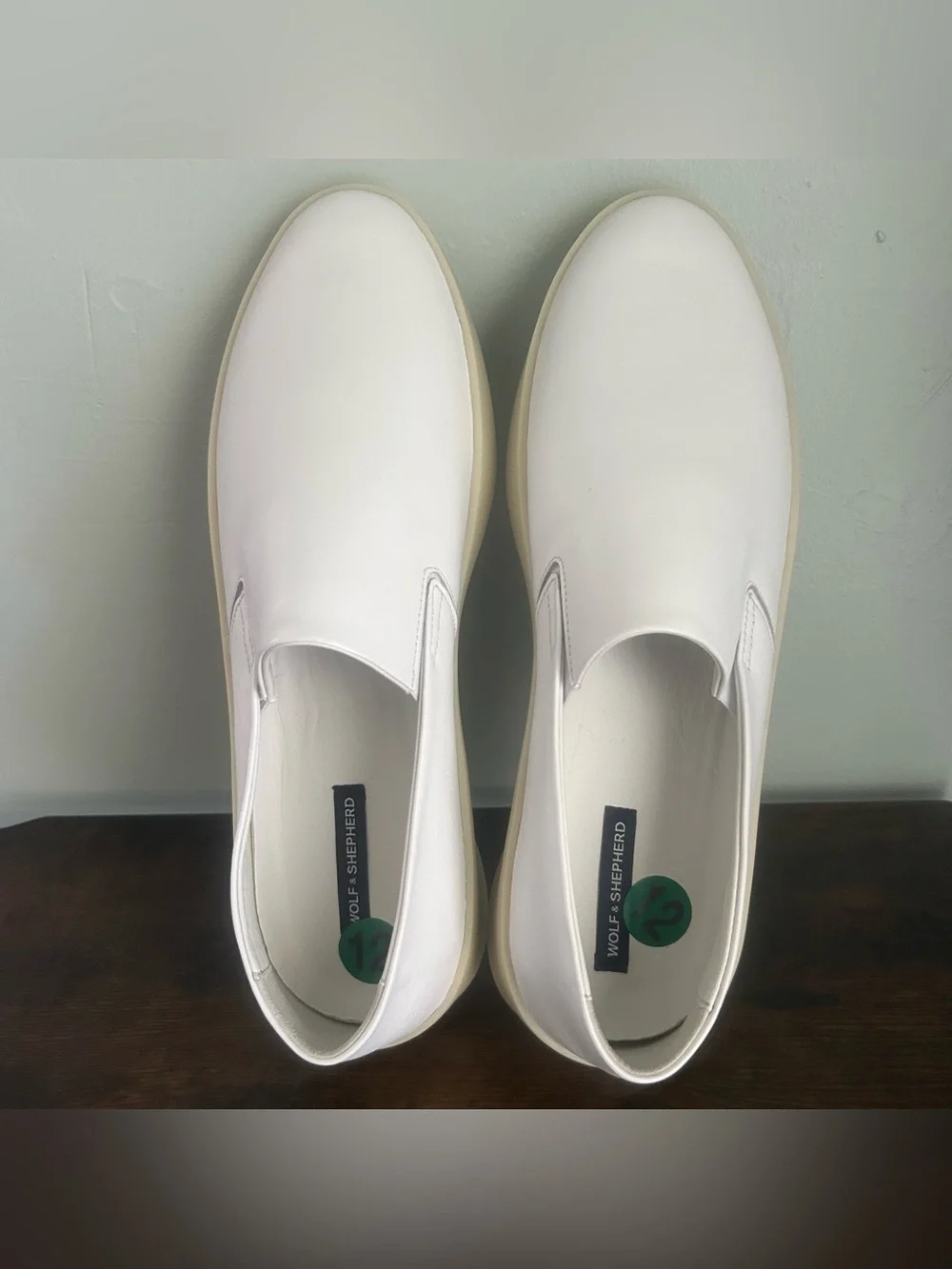 Wolf and Shepherd Cruise White Leather Slip On Shoes Sneakers Mens Size 12