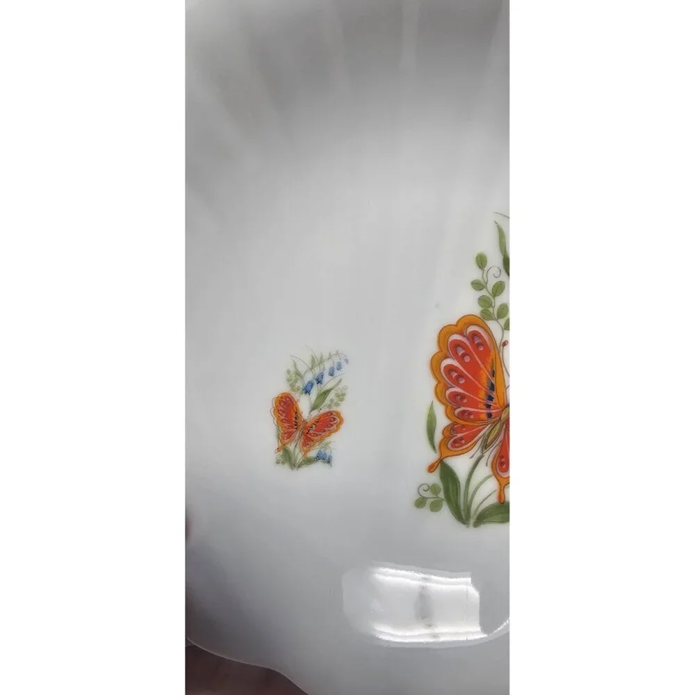 Vtg Takahashi Dew Hand Decorated Seashell Butterflies Flowers Trinket Soap Dish