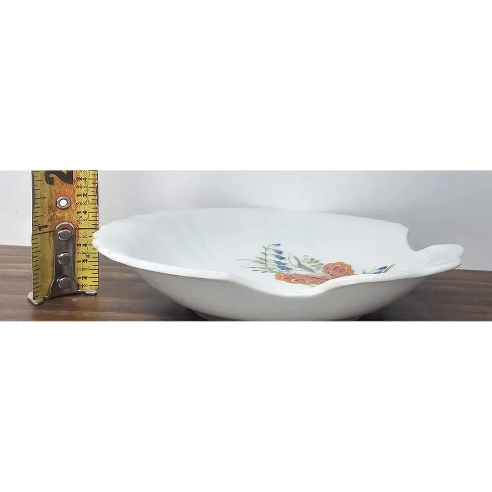 Vtg Takahashi Dew Hand Decorated Seashell Butterflies Flowers Trinket Soap Dish
