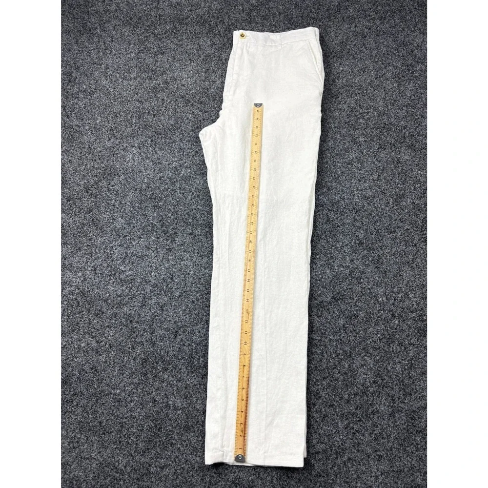 Prestige Original LUX-460 Mens White 100% Linen Straight Leg Dress Pants Size 38