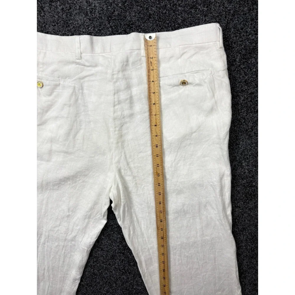 Prestige Original LUX-460 Mens White 100% Linen Straight Leg Dress Pants Size 38