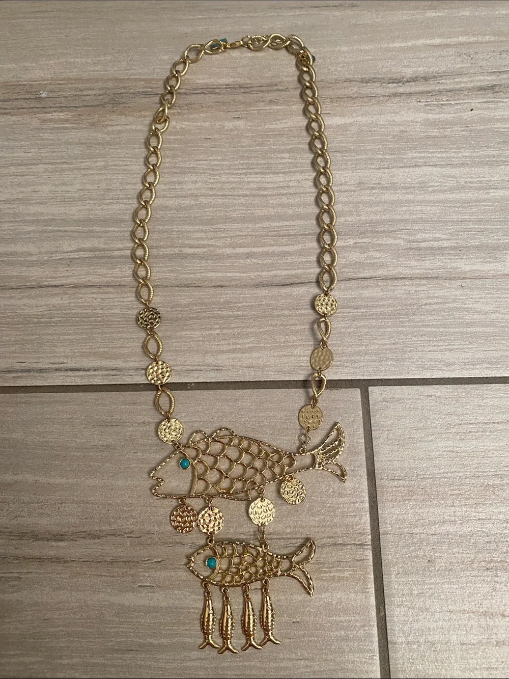 Lilly Pulitzer iconic gold statement fish necklace