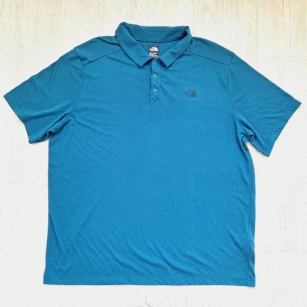 The North Face men's teal ble green short-sleeved polo shirt - size XXL