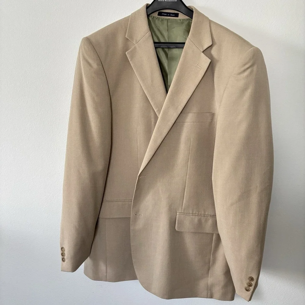 Alan Flusser Men's Sport Coat‎ Blazer Beige Two Button Classic Casual 46L
