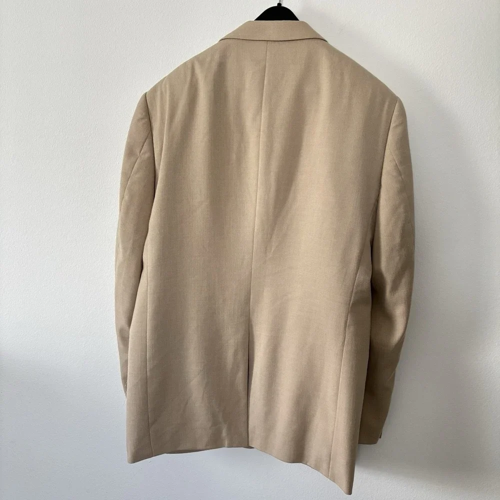 Alan Flusser Men's Sport Coat‎ Blazer Beige Two Button Classic Casual 46L