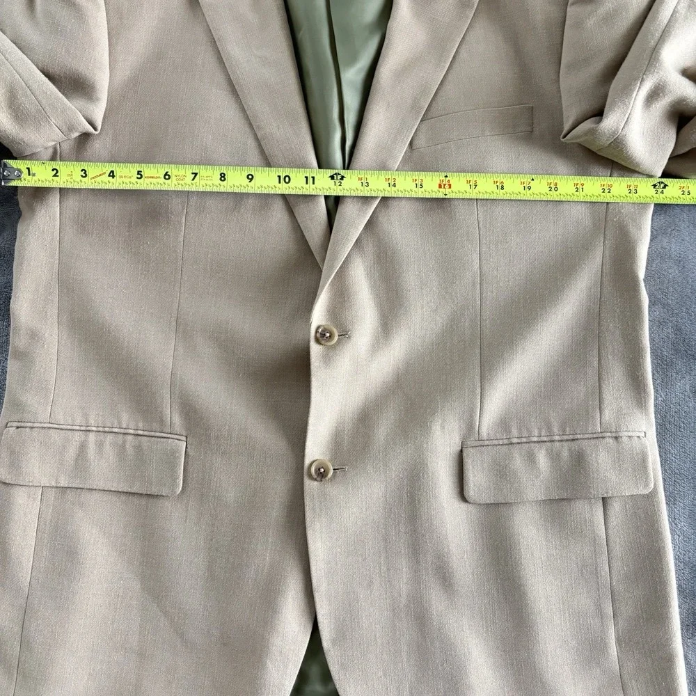 Alan Flusser Men's Sport Coat‎ Blazer Beige Two Button Classic Casual 46L