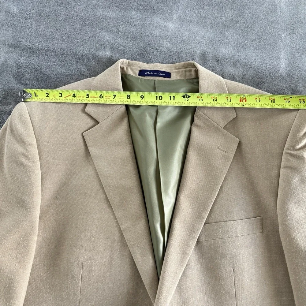 Alan Flusser Men's Sport Coat‎ Blazer Beige Two Button Classic Casual 46L