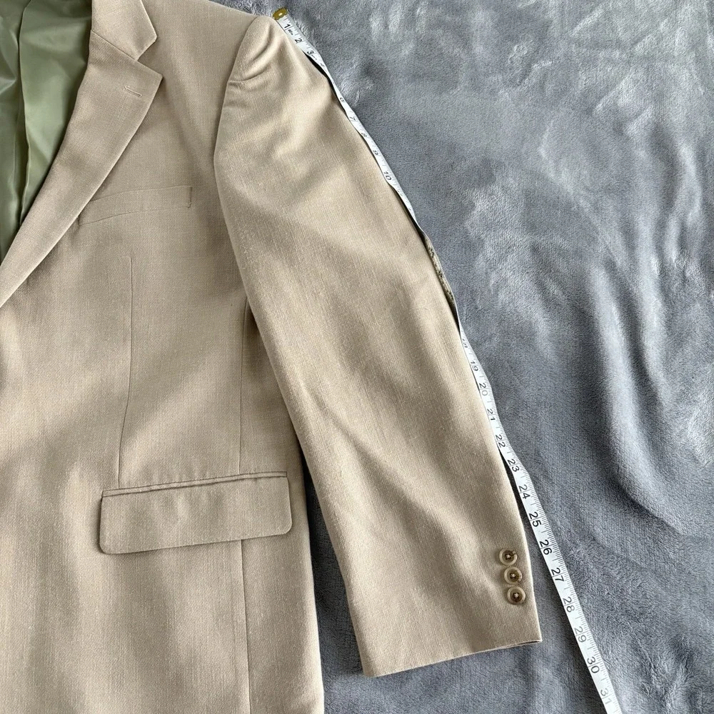 Alan Flusser Men's Sport Coat‎ Blazer Beige Two Button Classic Casual 46L