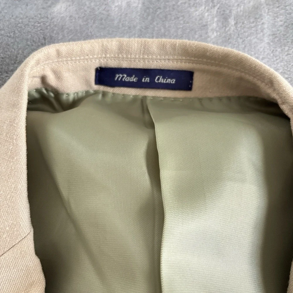 Alan Flusser Men's Sport Coat‎ Blazer Beige Two Button Classic Casual 46L