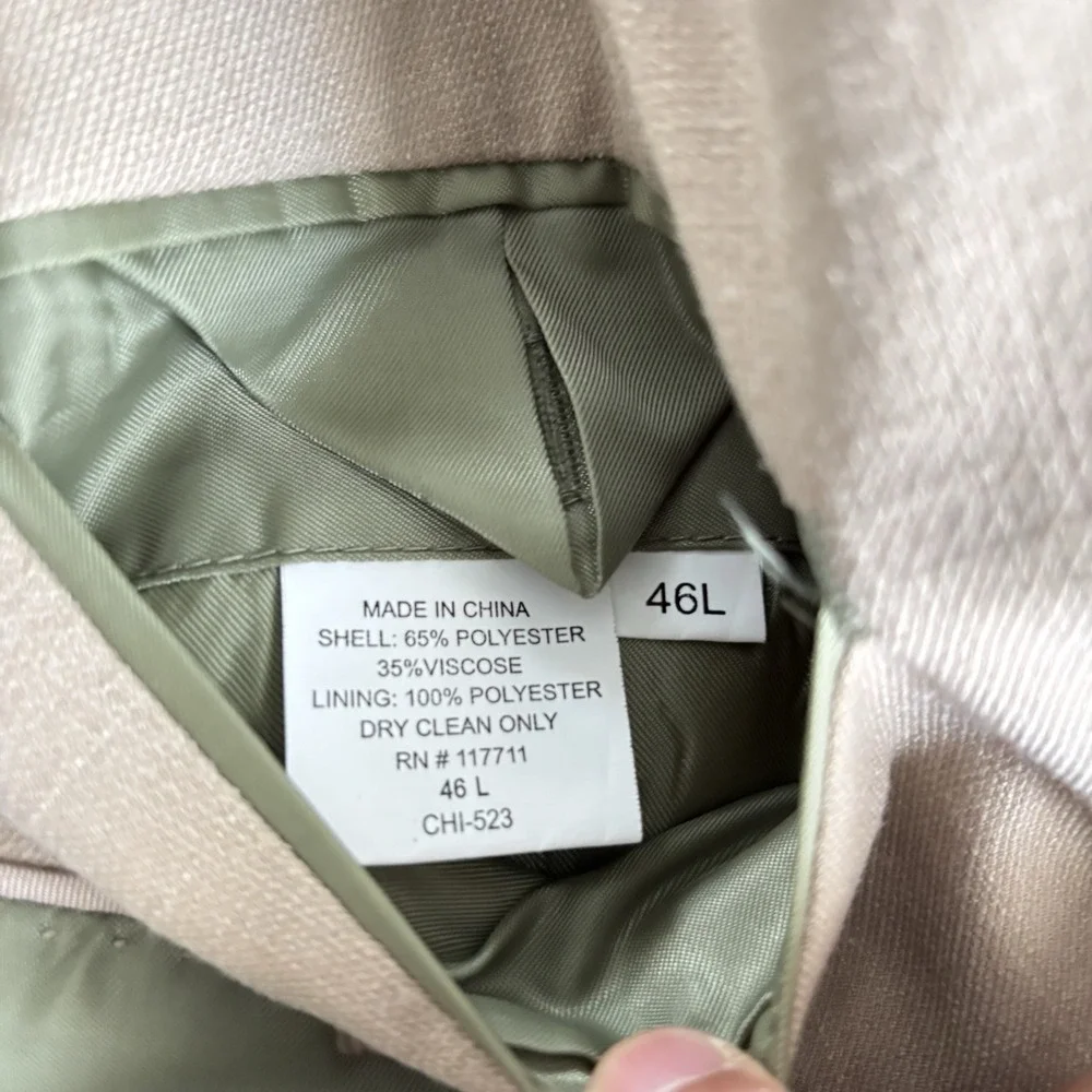 Alan Flusser Men's Sport Coat‎ Blazer Beige Two Button Classic Casual 46L