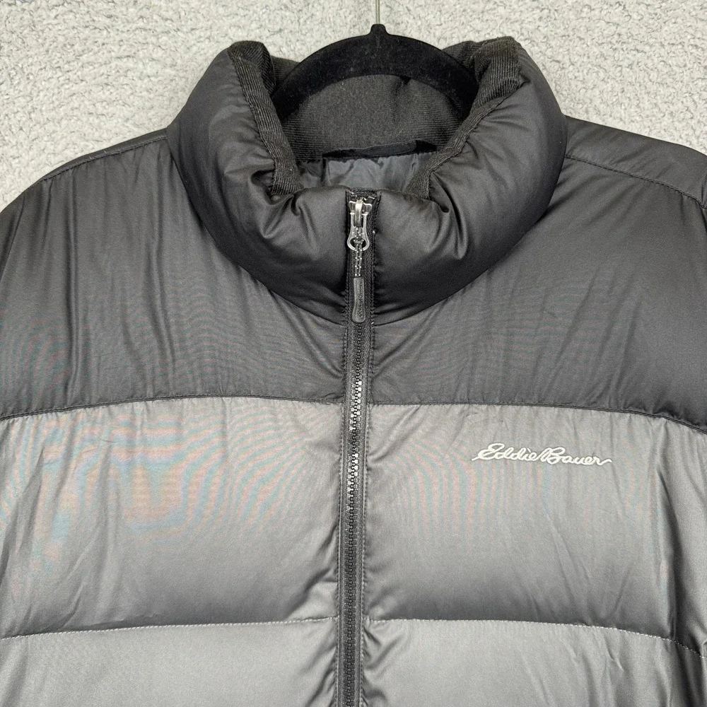 Eddie Bauer Coat Mens L Gray Puffer EB650 Down Fill Warm Winter Outdoor Everyday