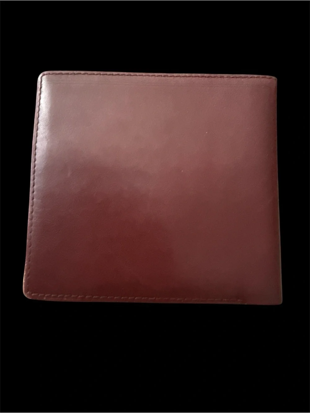 Cartier Burgundy Leather Bi-Fold Wallet with Gold Corner Hardware