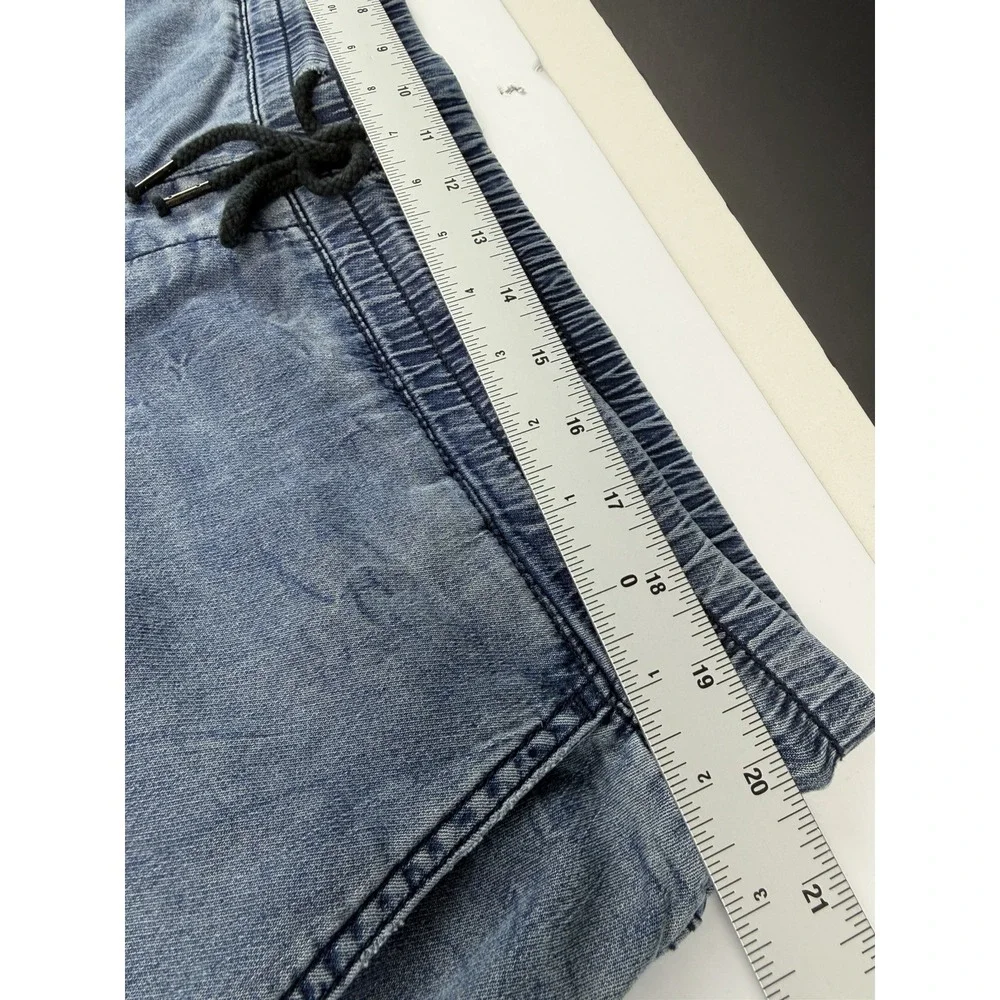 True Religion Jogger Pants Men's Approx 40 Blue Denim Contrast Panel Drawstring