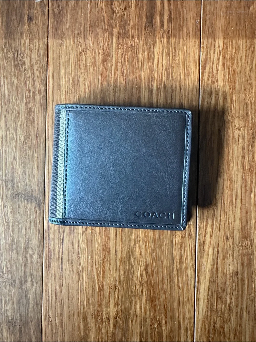 Unused Coach Men's Leather Bifold Wallet in Charcoal Gray