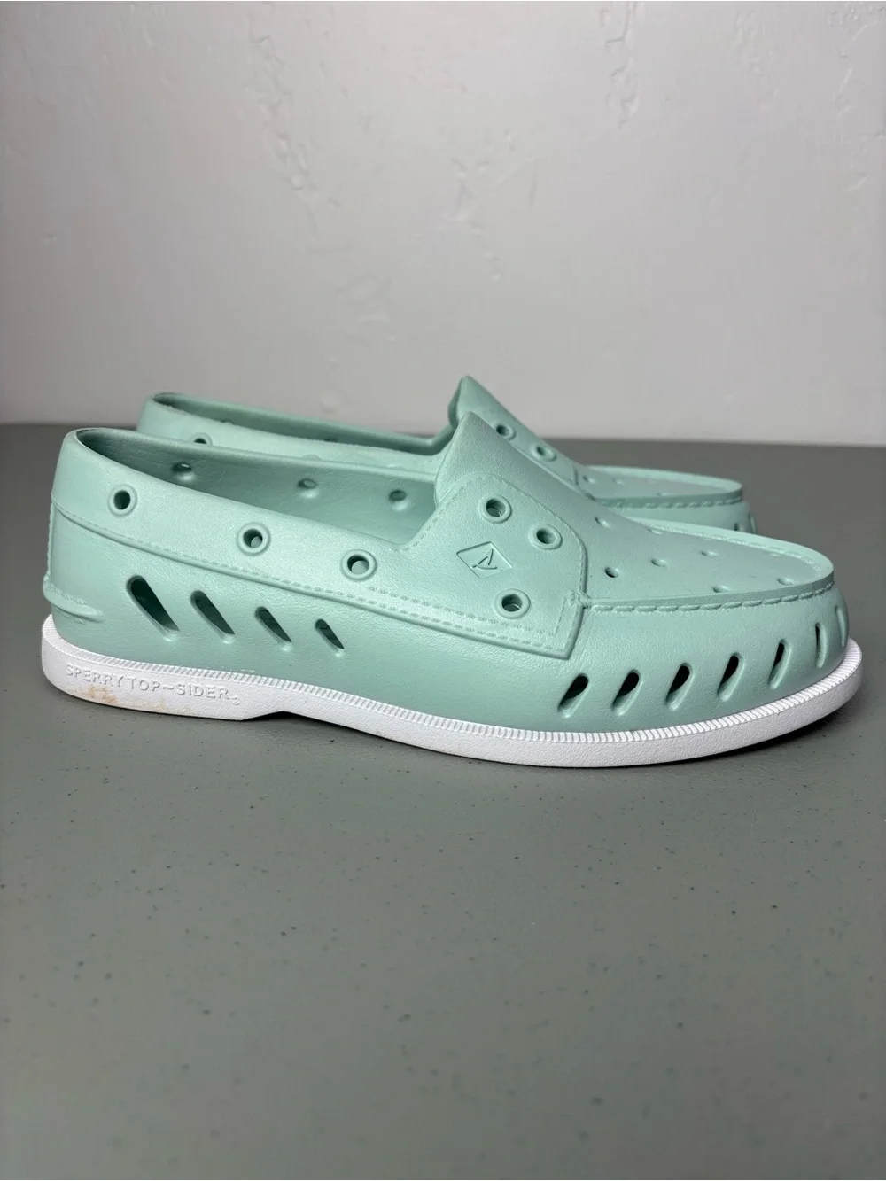 Sperry Original Float Boat Shoes Seafoam Green/Blue Men's 7 Rubber Slip On