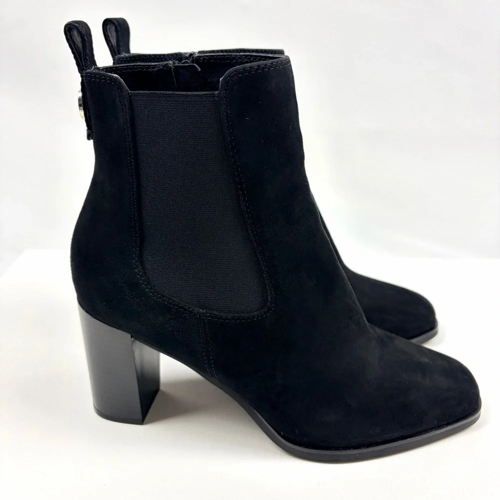 Giani Bernini Brigittef Black Suede Ankle Boots Block Heel Size 10M