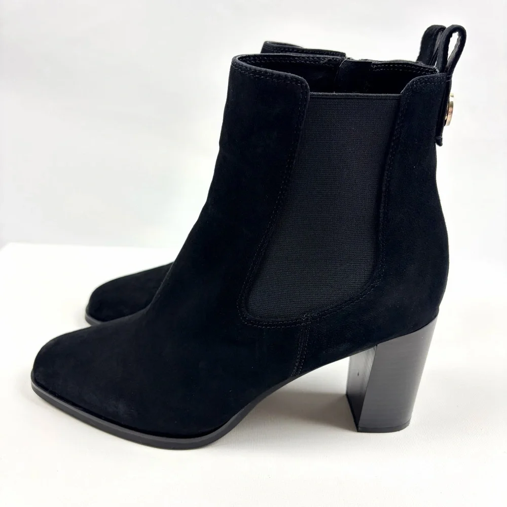 Giani Bernini Brigittef Black Suede Ankle Boots Block Heel Size 10M