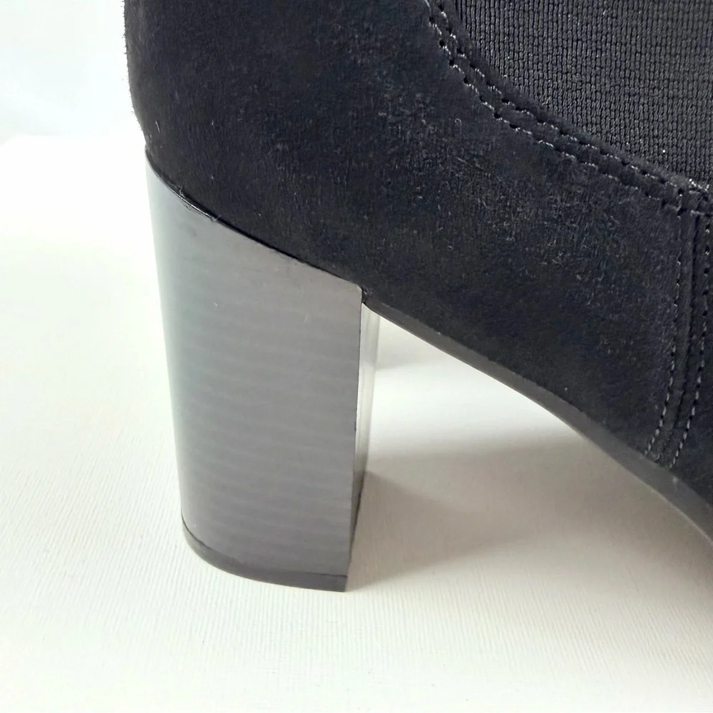 Giani Bernini Brigittef Black Suede Ankle Boots Block Heel Size 10M