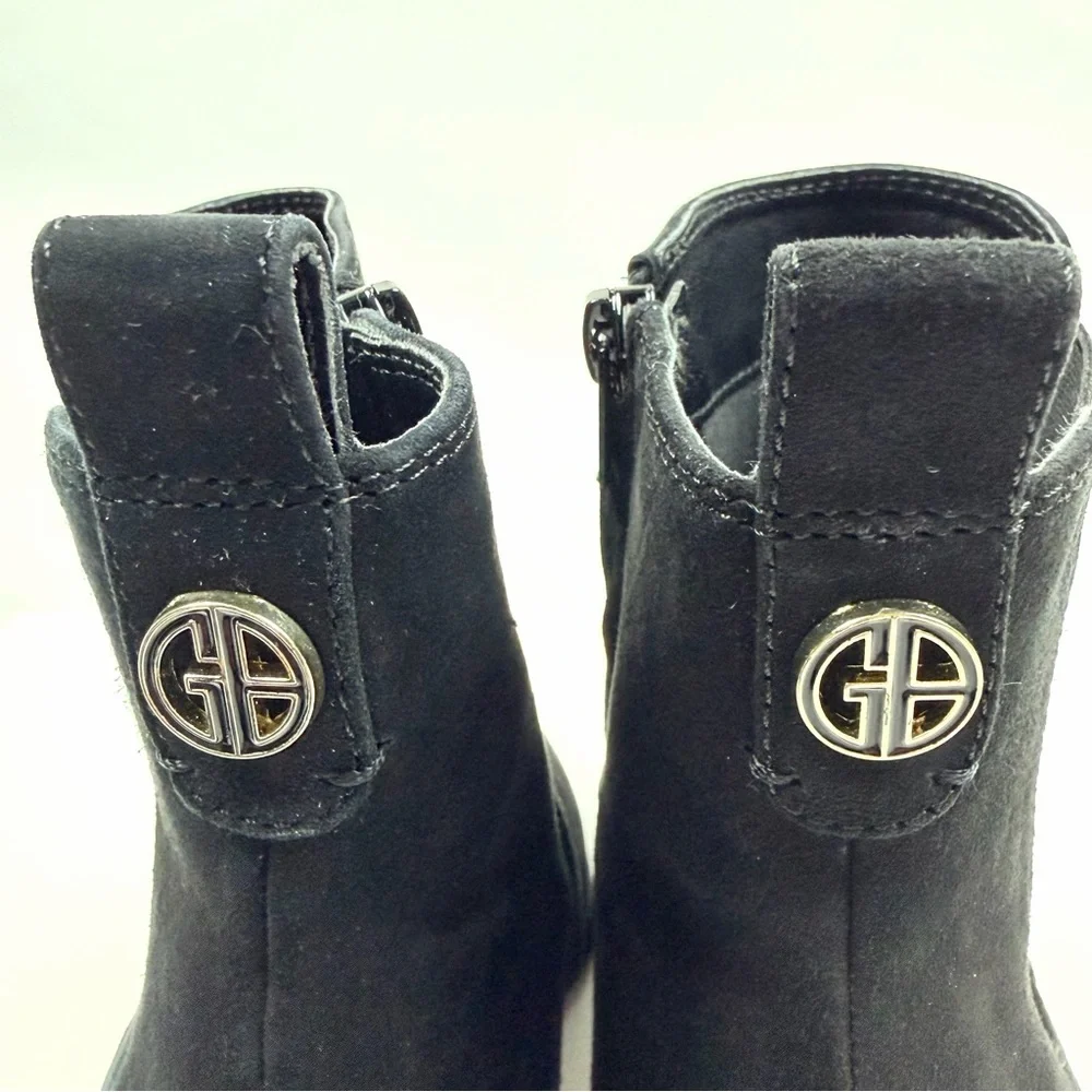 Giani Bernini Brigittef Black Suede Ankle Boots Block Heel Size 10M