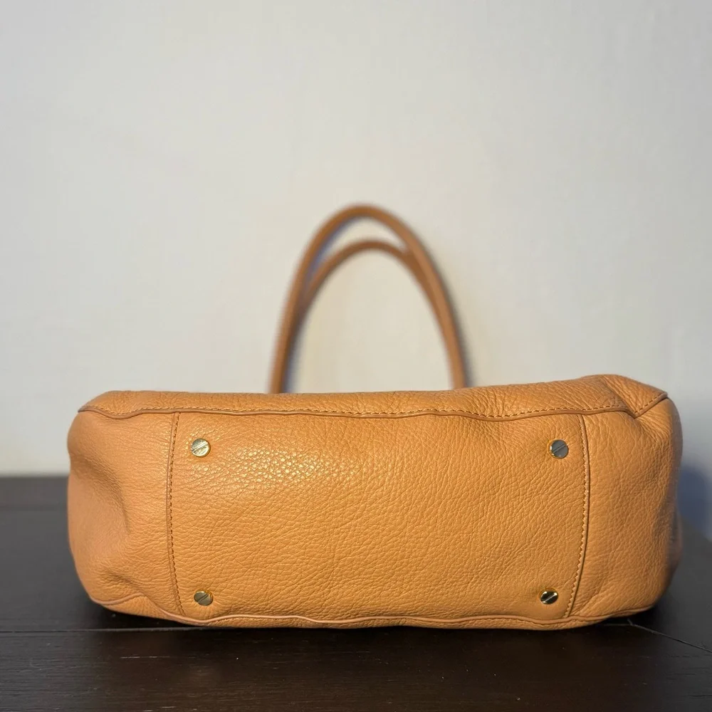 Tory Burch Amanda Pebbled Leather Tote Crossbody Bag Camel Tan