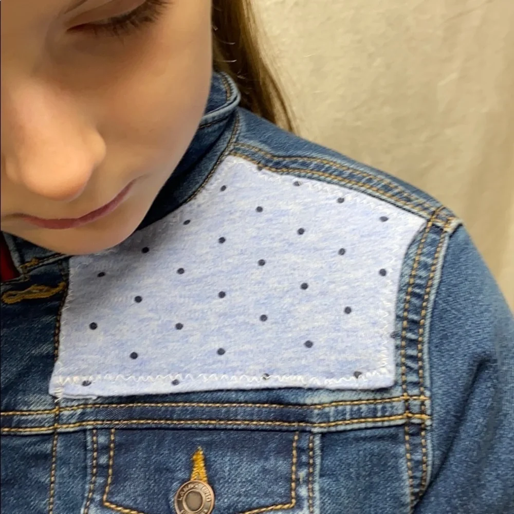 Upcycled Lands' End Girls' jean / denim jacket, M