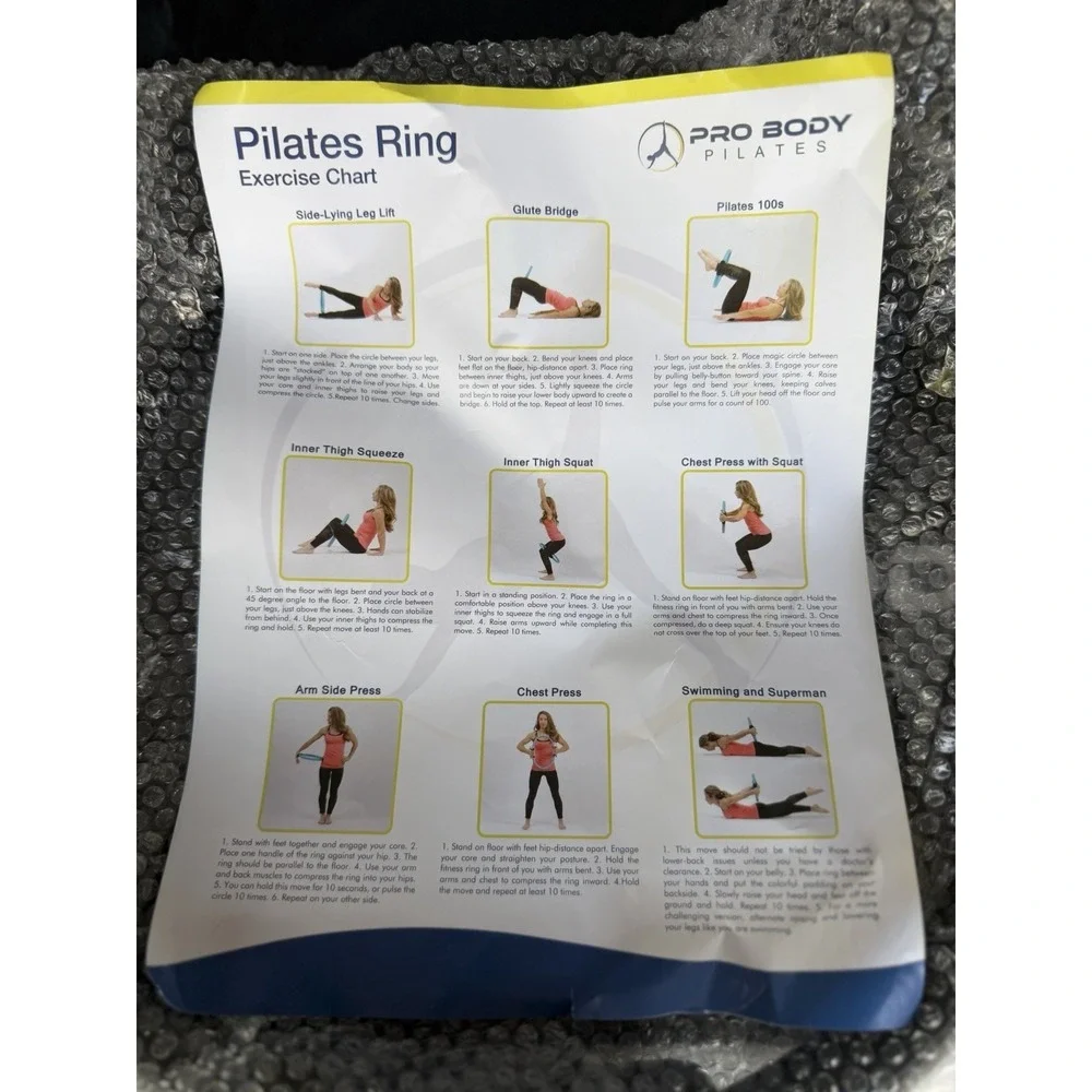 Pro Body Pilates Ring Circle Exercise Fitness Resistance Ring w/ Carry Bag