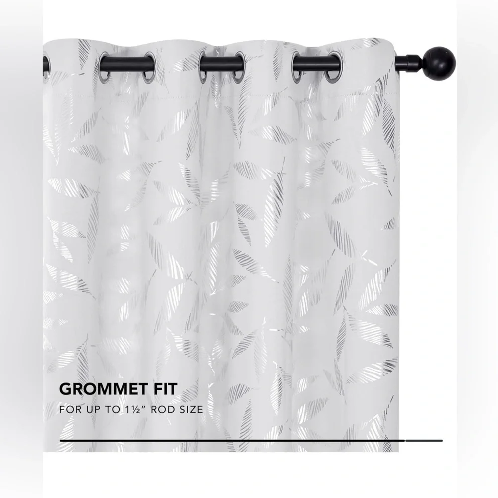 Deconovo Greyish White Blackout Curtains 2panels /gray-silver W52x72L