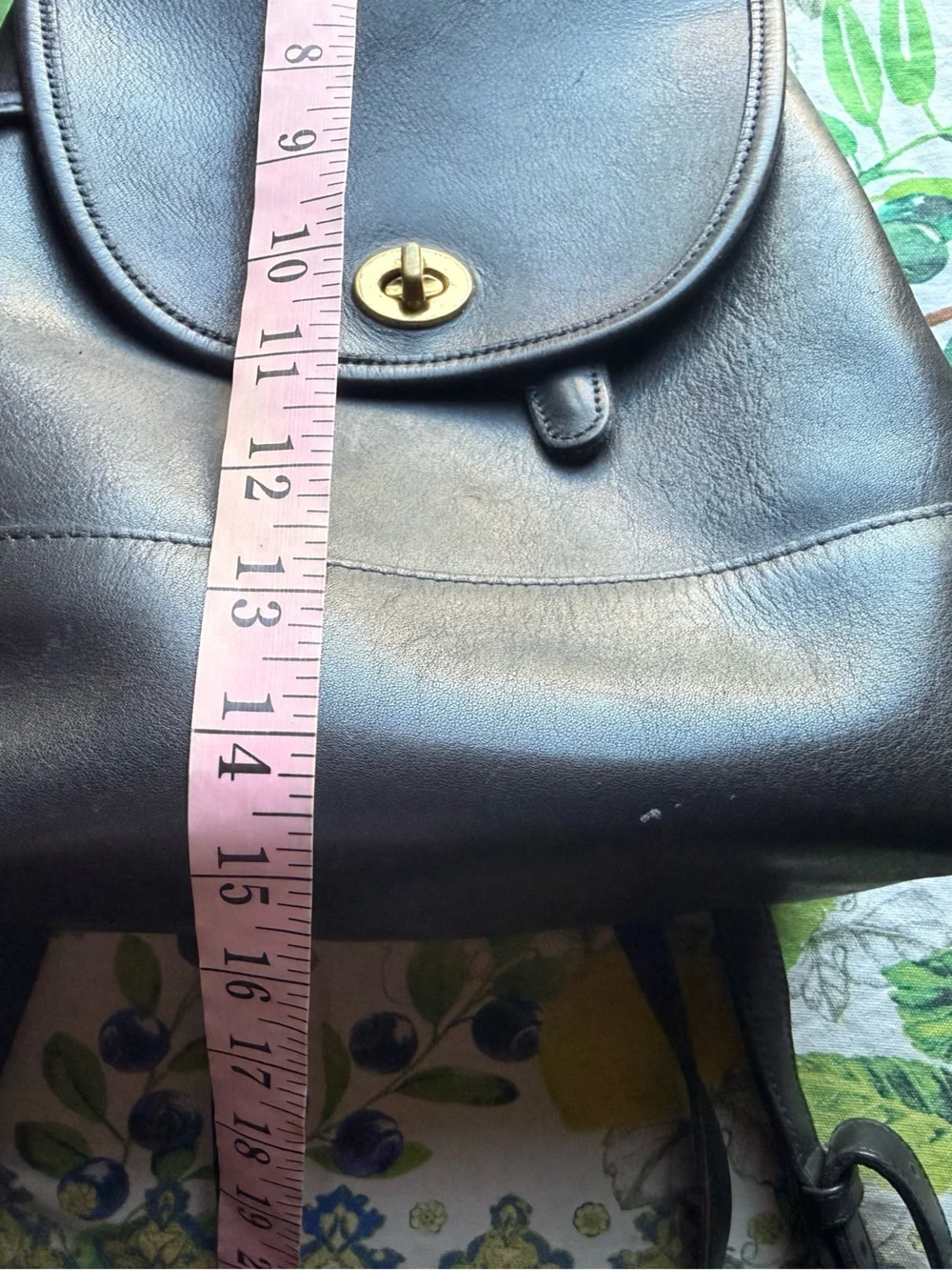 Coach Black Leather Backpack with Turn-Lock Hardware