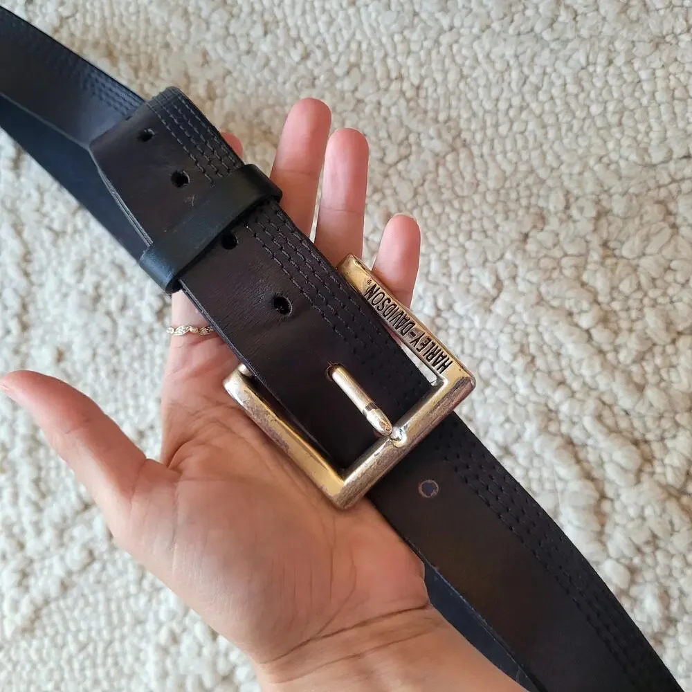 Harley Davidson Black Leather Belt 2007  Sz 44