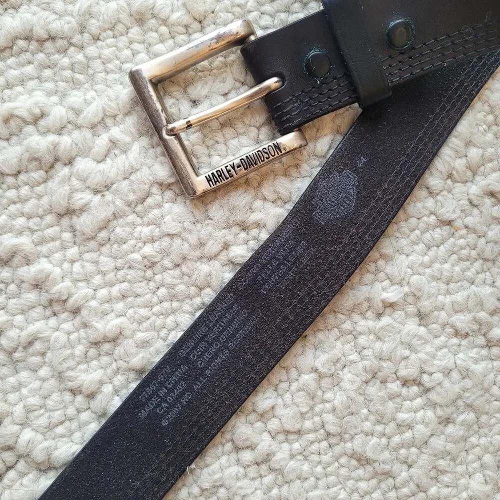 Harley Davidson Black Leather Belt 2007  Sz 44