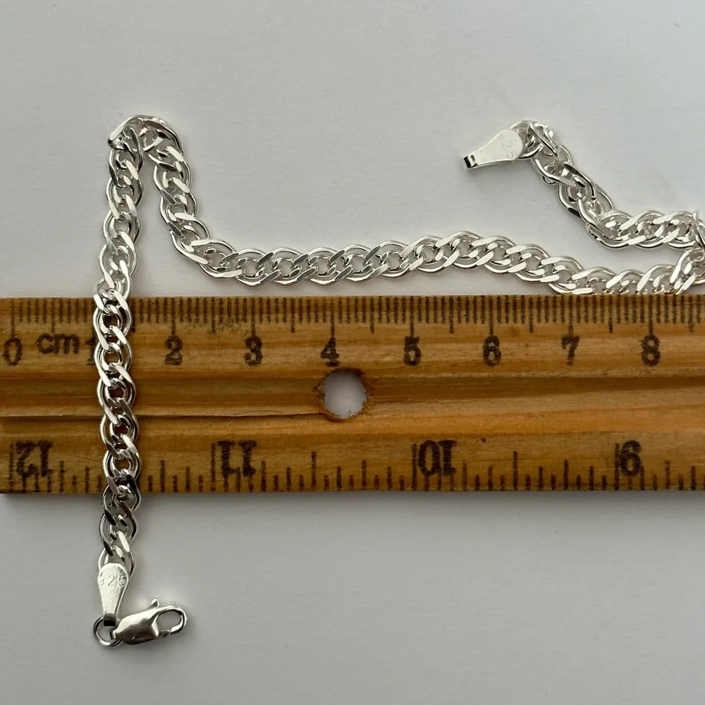 Link chain 8.5” 5mm 925 silver bracelet unisex rambo