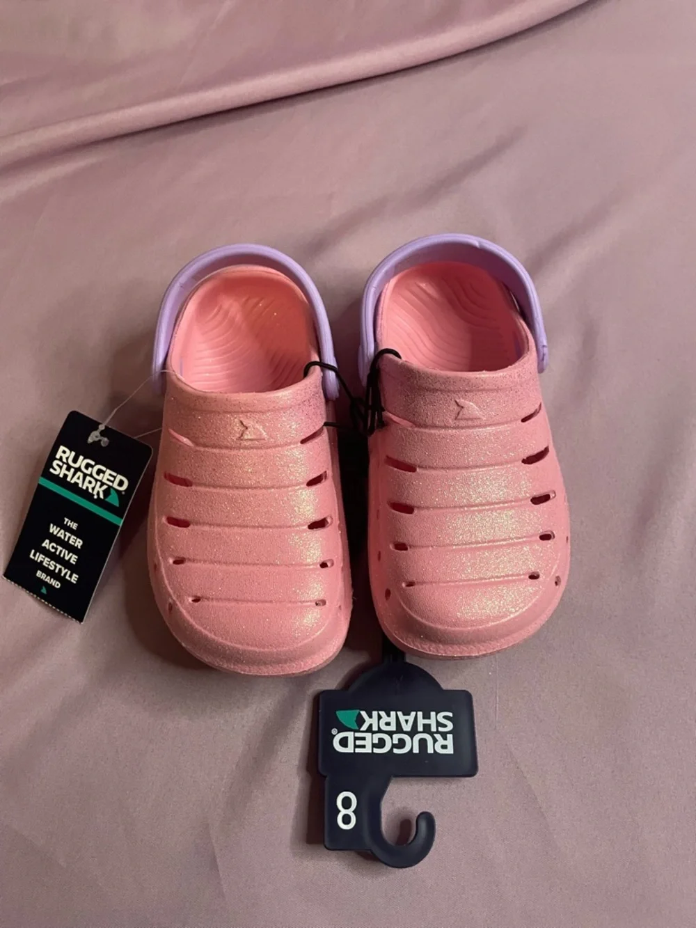 Rugged shark Kids Pink sparkling Slip-On Water Shoes