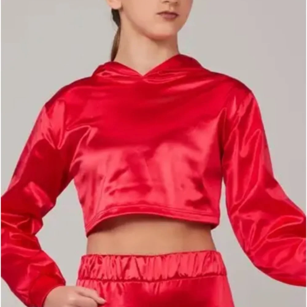 Weissman 2-Piece Hip Hop Dance Costume – Red Satin Top and Cargo Pants