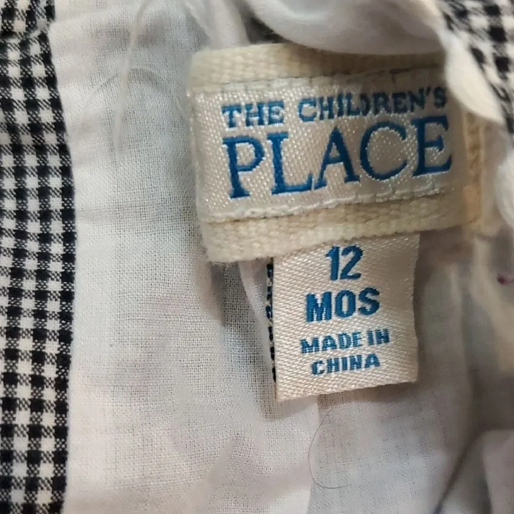 The Children's Place Black and White Checkered Dress Baby 12 Months