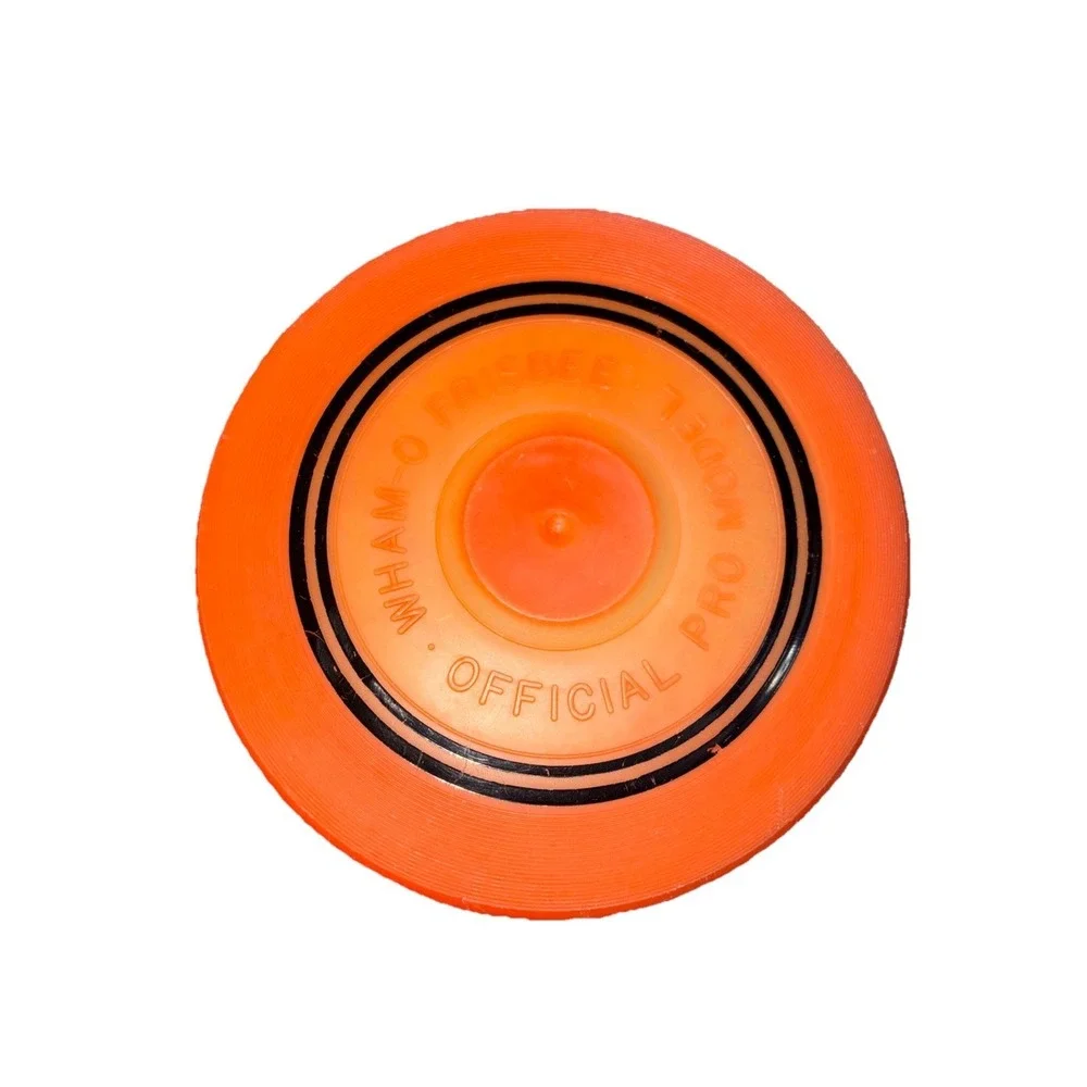 VINTAGE WHAM-O 1966 OFFICIAL PRO MODEL ORANGE BLACK FRISBEE FLYING DISC 9 3/8