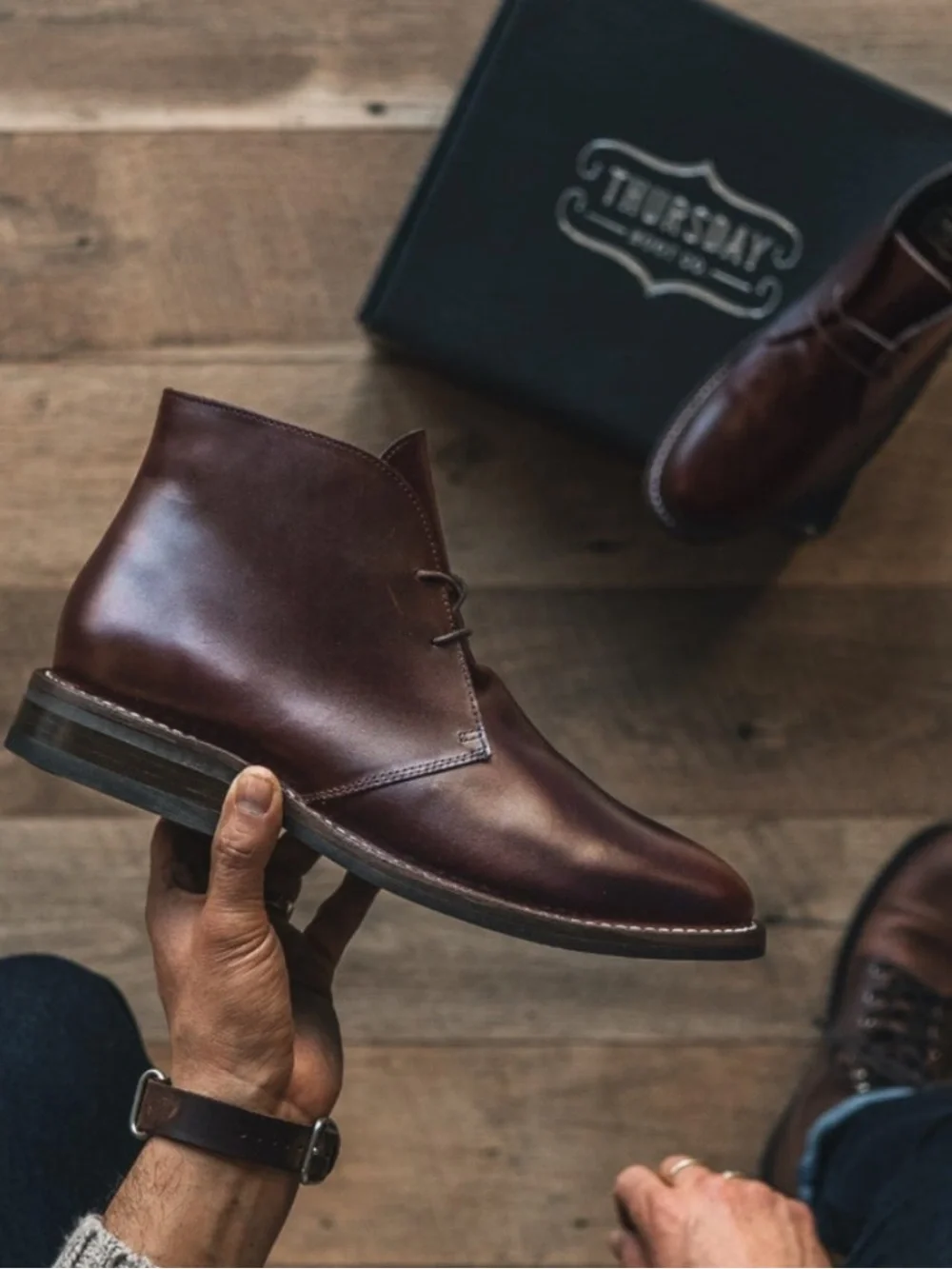 Thursday Brown Scout Chukka Boots in burgundy leather men’s 7.5